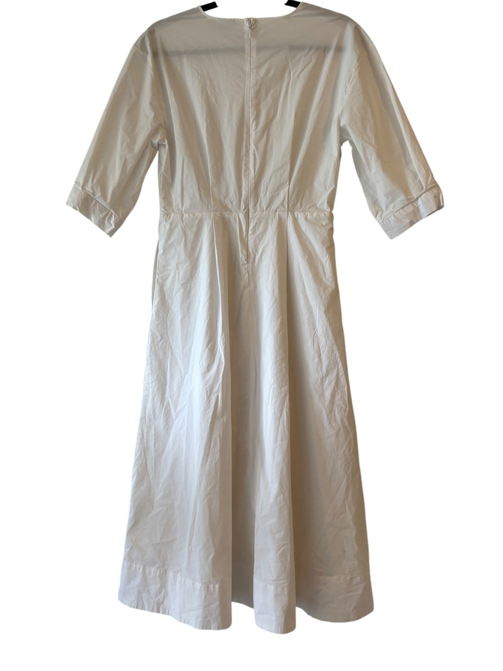Aritzia Babaton Brighton Poplin White Midi Dress with 3/4 Sleeves XS Fit & Flare - Picture 7 of 15